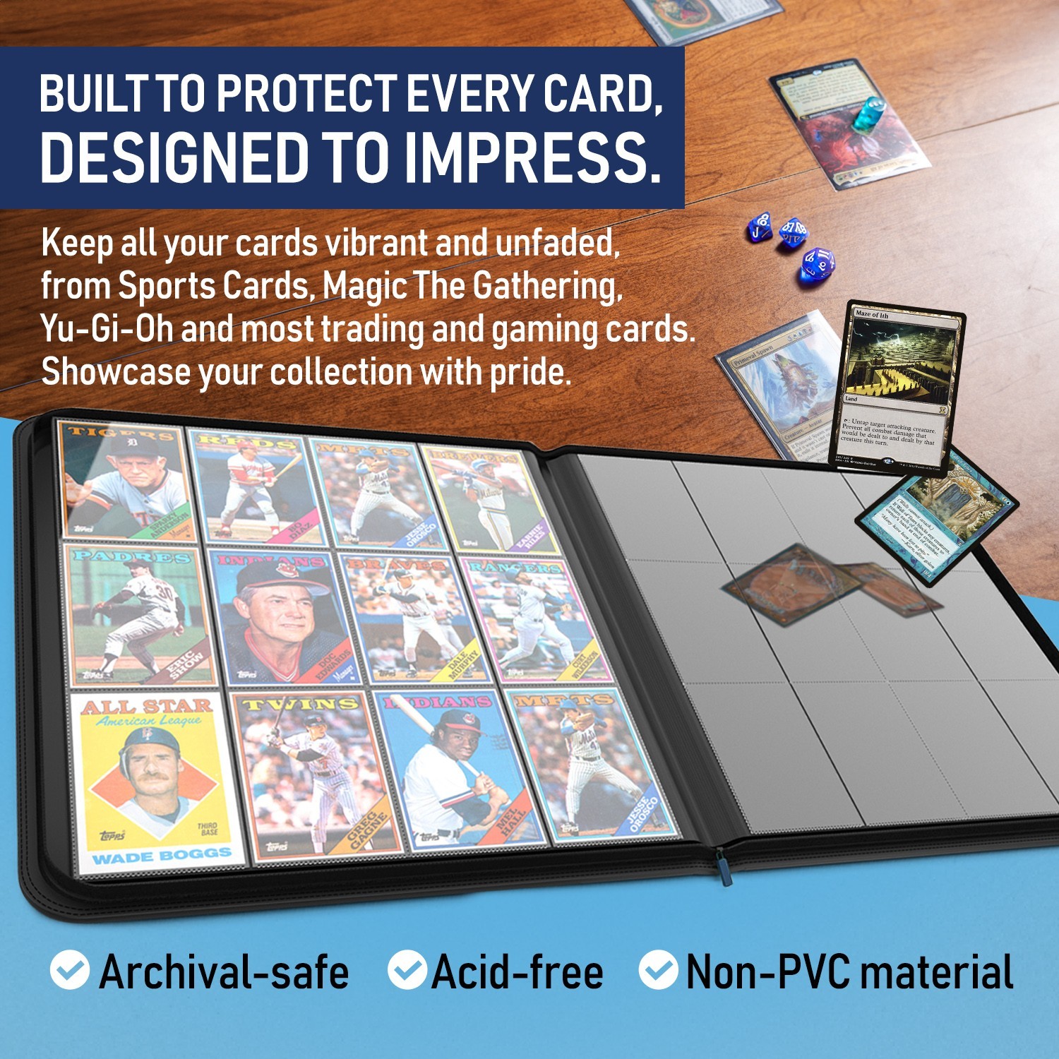 Premium 12 Pocket Sideload Trading Card Binder, 480 Cards for Sports, TCG & MTG.