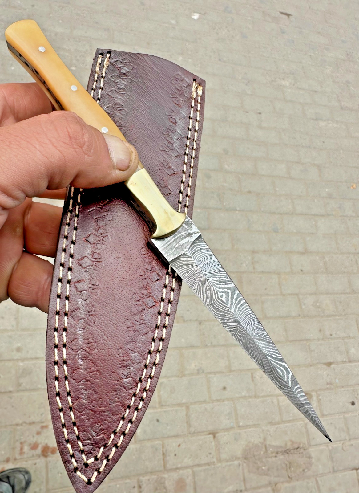 Custom HandMade Hunting Boot Knife Hand Forged Damascus Steel Blade 1320