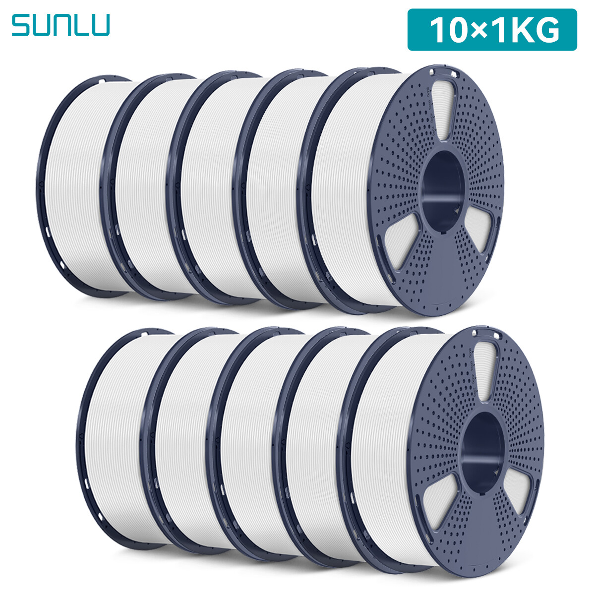 10×1KG Sunlu 1.75mm PETG PLA+2.0 PLA Matte Meta Marble EABS SILK TPU Filament