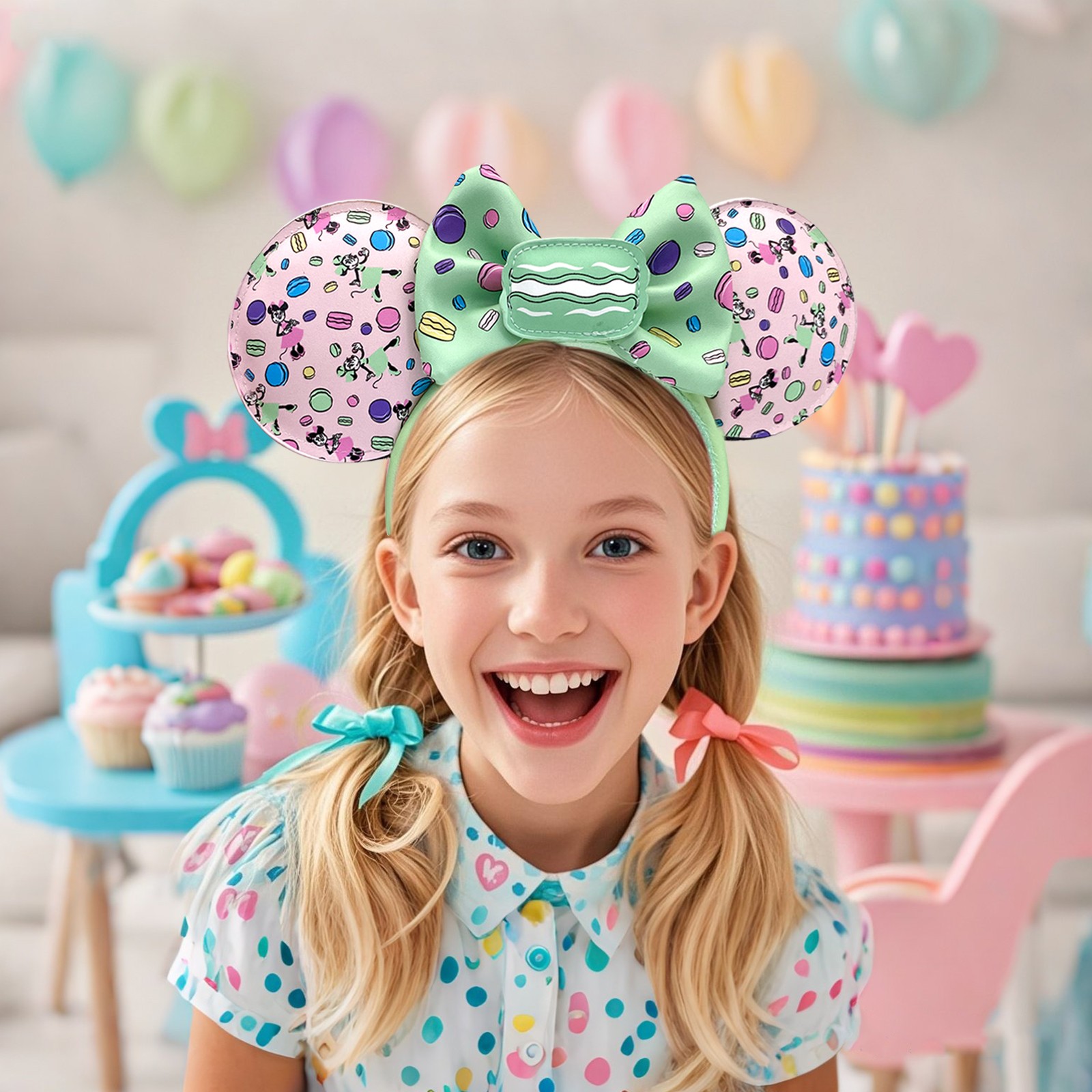 2025 Disney-Parks Sweet Macaron Dreams Bow Minnie Mouse Ears Headband US Stock