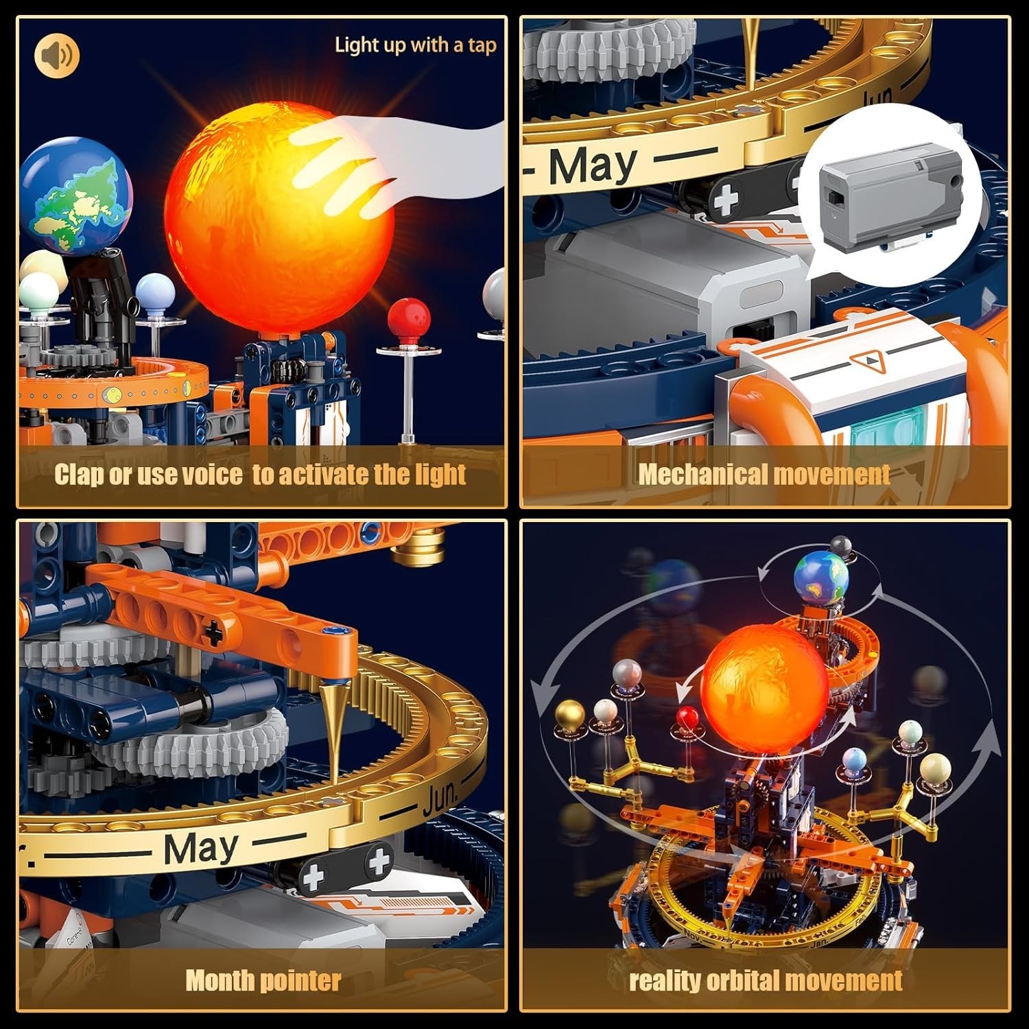 Solar System Building Set - Electric Solar System Model with Dynamic Lighting an