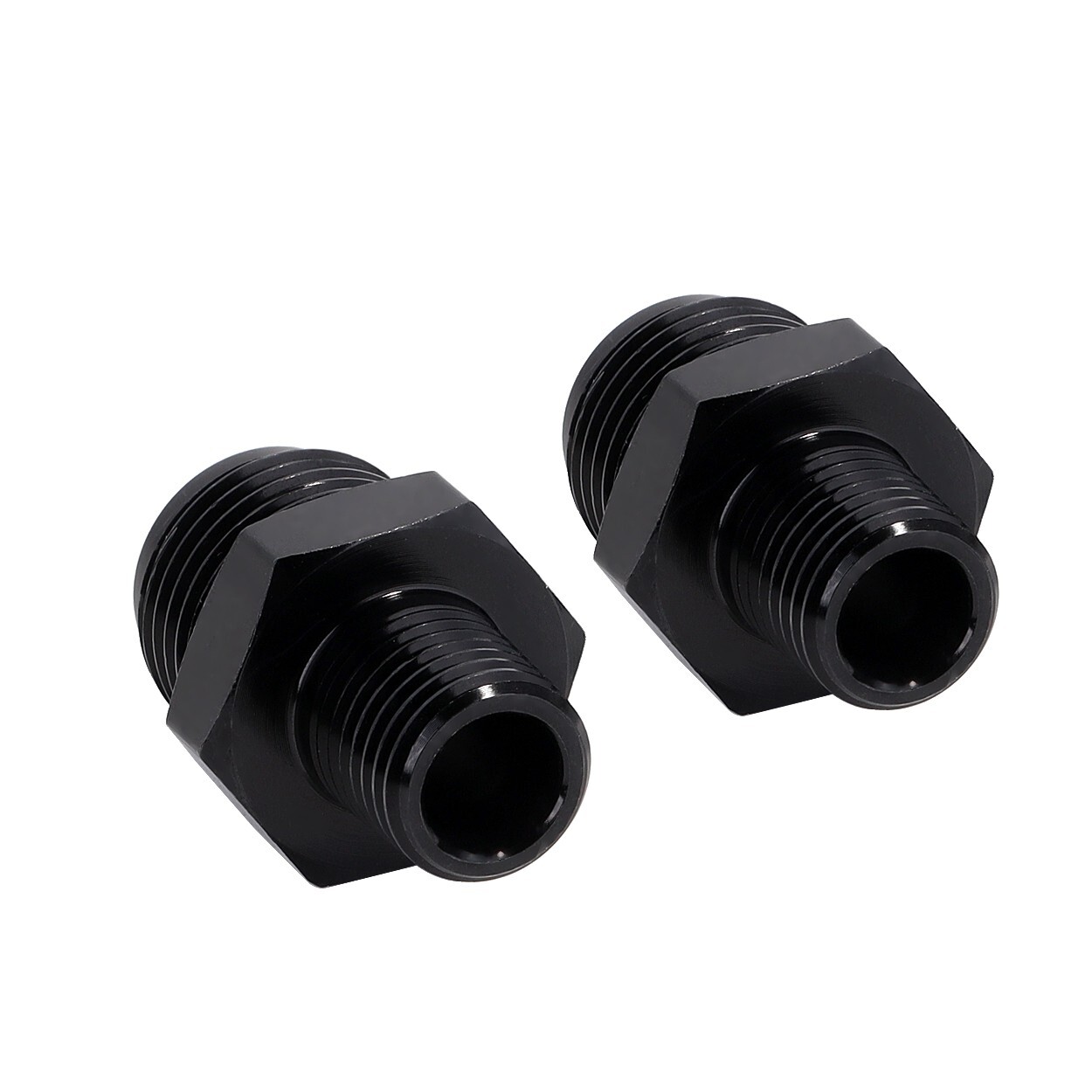 3/8" NPT to 6AN Fitting Male Straight Fittings Adapter Aluminum Black 2Pcs