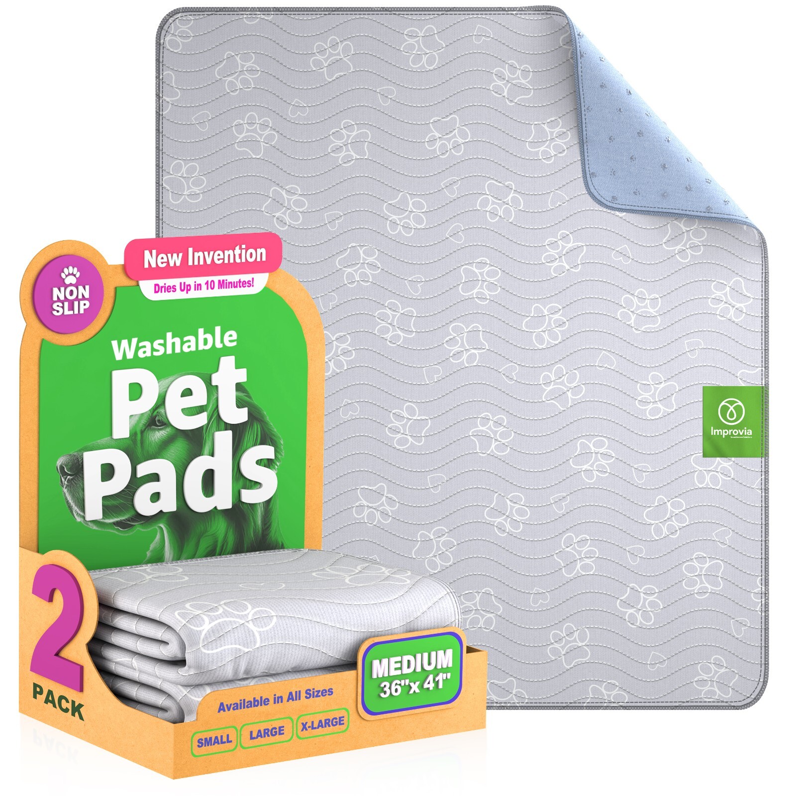 Pack of 2 Reusable Puppy Pads 36" x 41" - Medium
