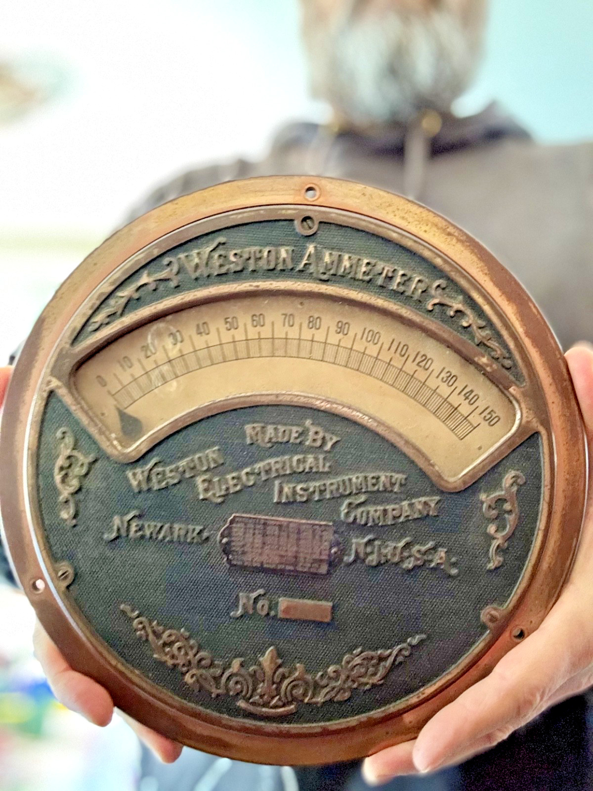 1890 WESTON Switchboard  Factory AMMETER Amperage Amp Meter Panel Mount 10"