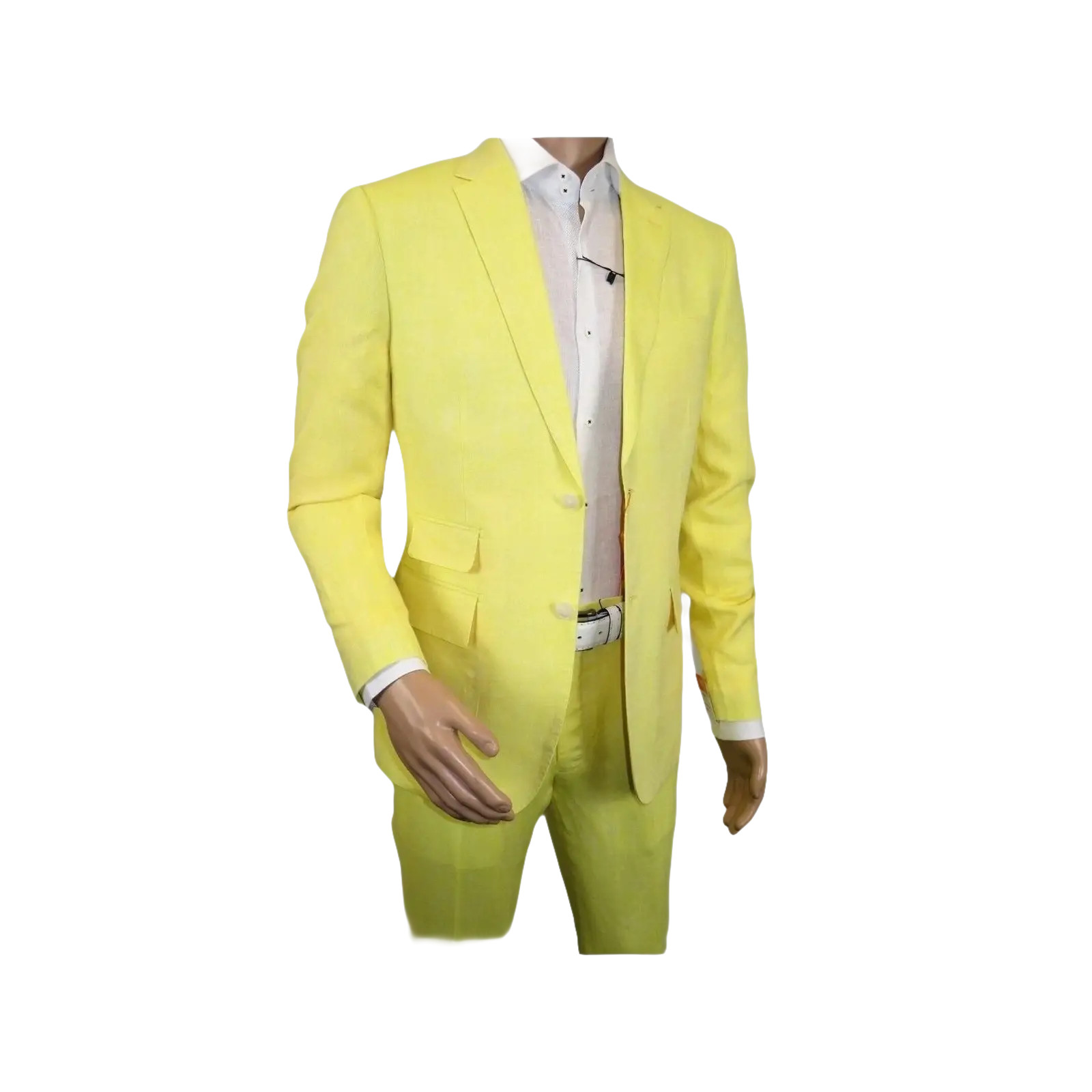 Men Premium 100% Linen Cocktail Suit by INSERCH Breathable and cool SU880 Yellow