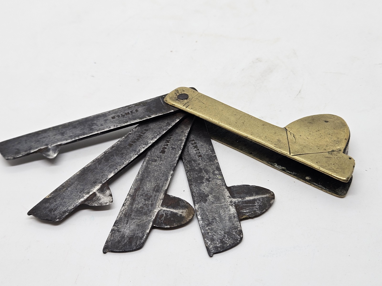 Antique 1800's Holmes Victorian Brass 4 Blade Bloodletting Quack Medical Fleam