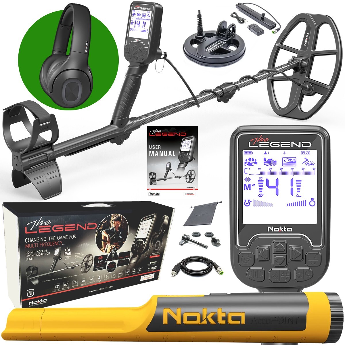 Nokta Legend PRO PACK Waterproof Metal Detector with 2 Coils and Free Pinpointer