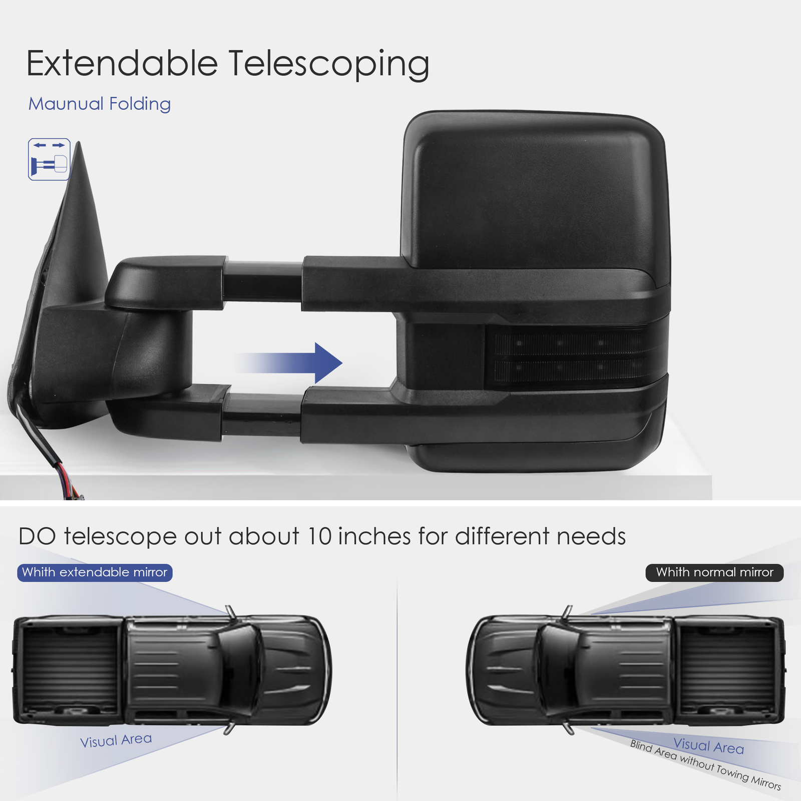 2PCS Power Heated Tow Mirrors For 1999-2002 Chevy Silverado GMC Sierra 1500 2500