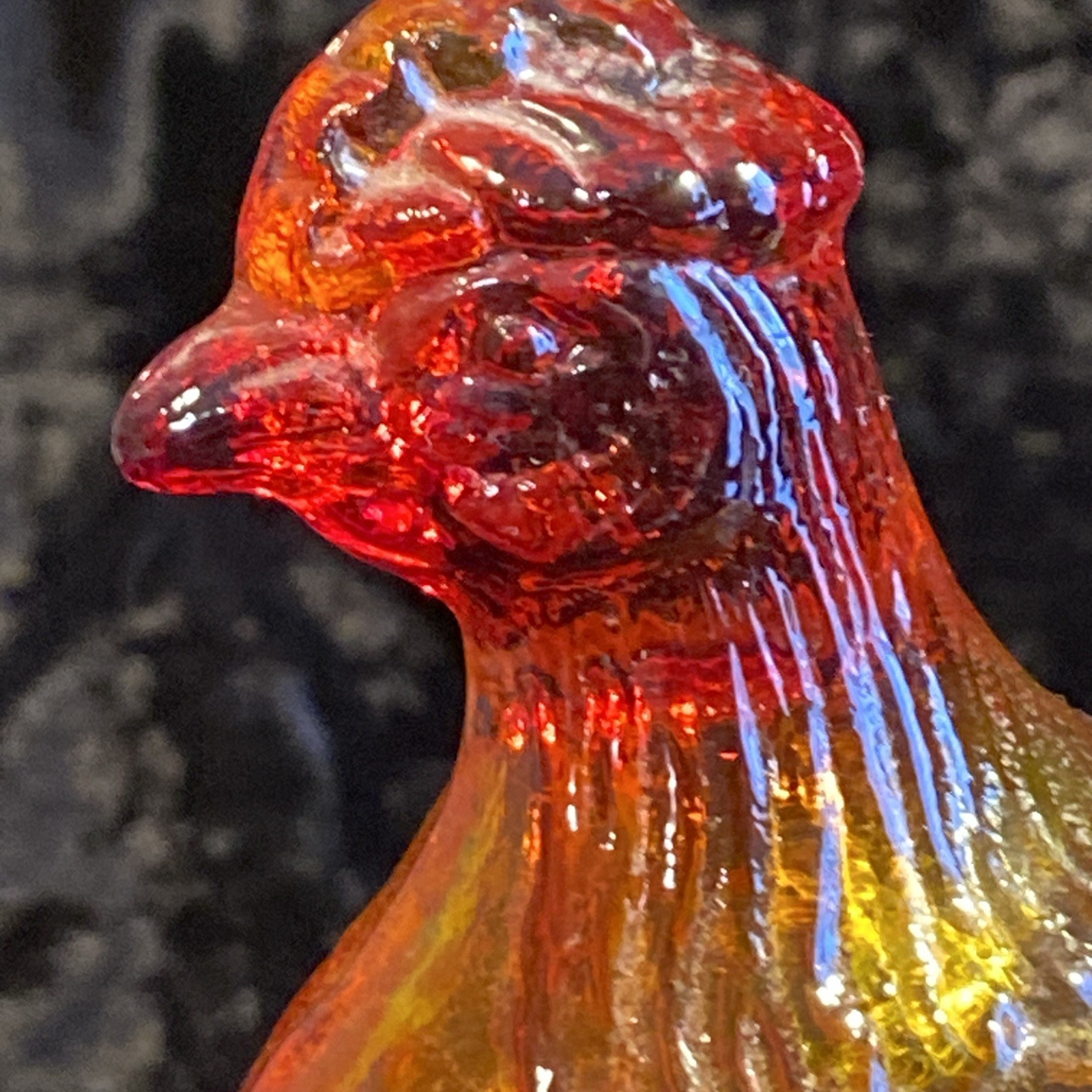 Rare Vintage 6 Inch LE Smith Flame Glass Red Amberina Hen On Nest 2chicks