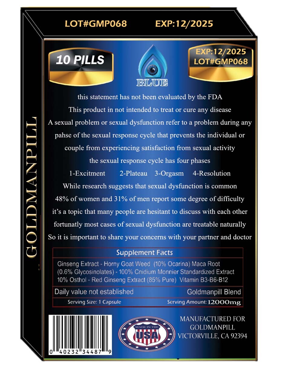 Go Goldman, Natural Male Enhancement Pill GUARANTEED POWERFUL ERECTION 10 Pills