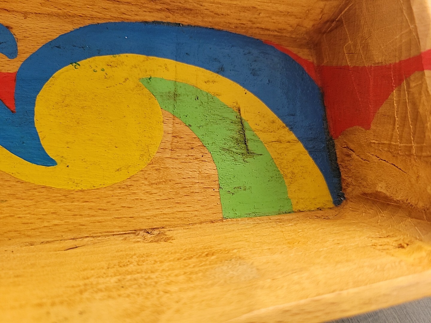 Vtg Folk Art Wooden Tole Grain Flour Scoop Painted Primitive Farm Core READ