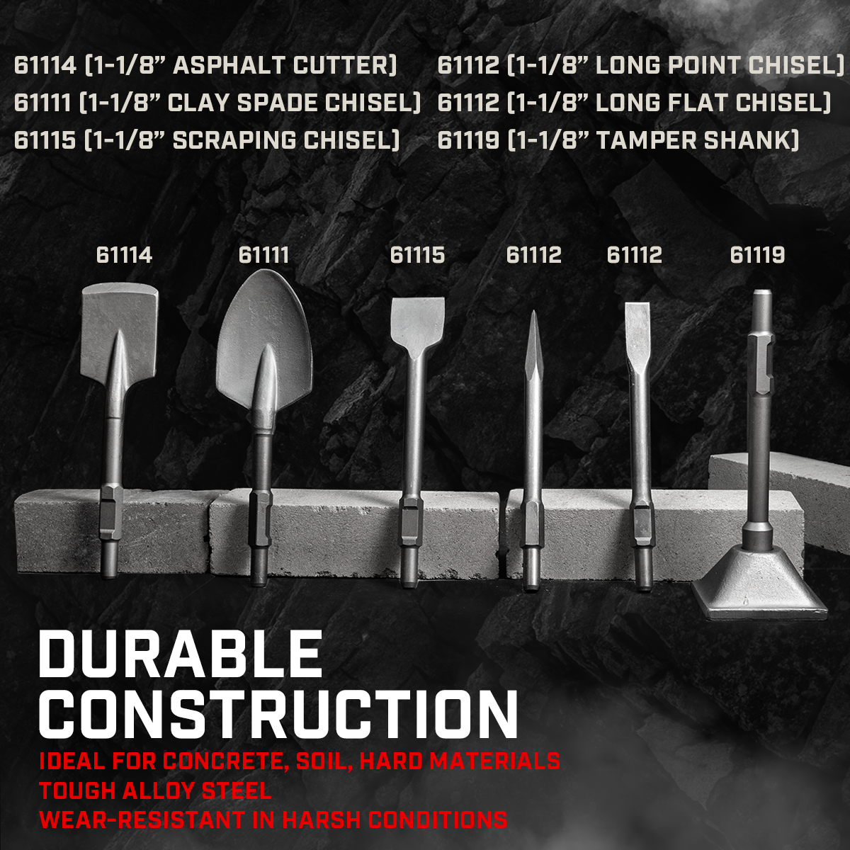 XtremepowerUS 1-1/8 Hex Asphalt Scoop Chisel Bit for Jack Hammer