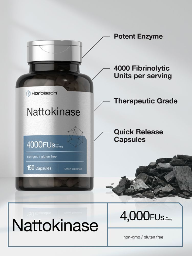 Nattokinase Capsules 4000 FU | 150 Count | Non-GMO, Gluten Free | by Horbaach