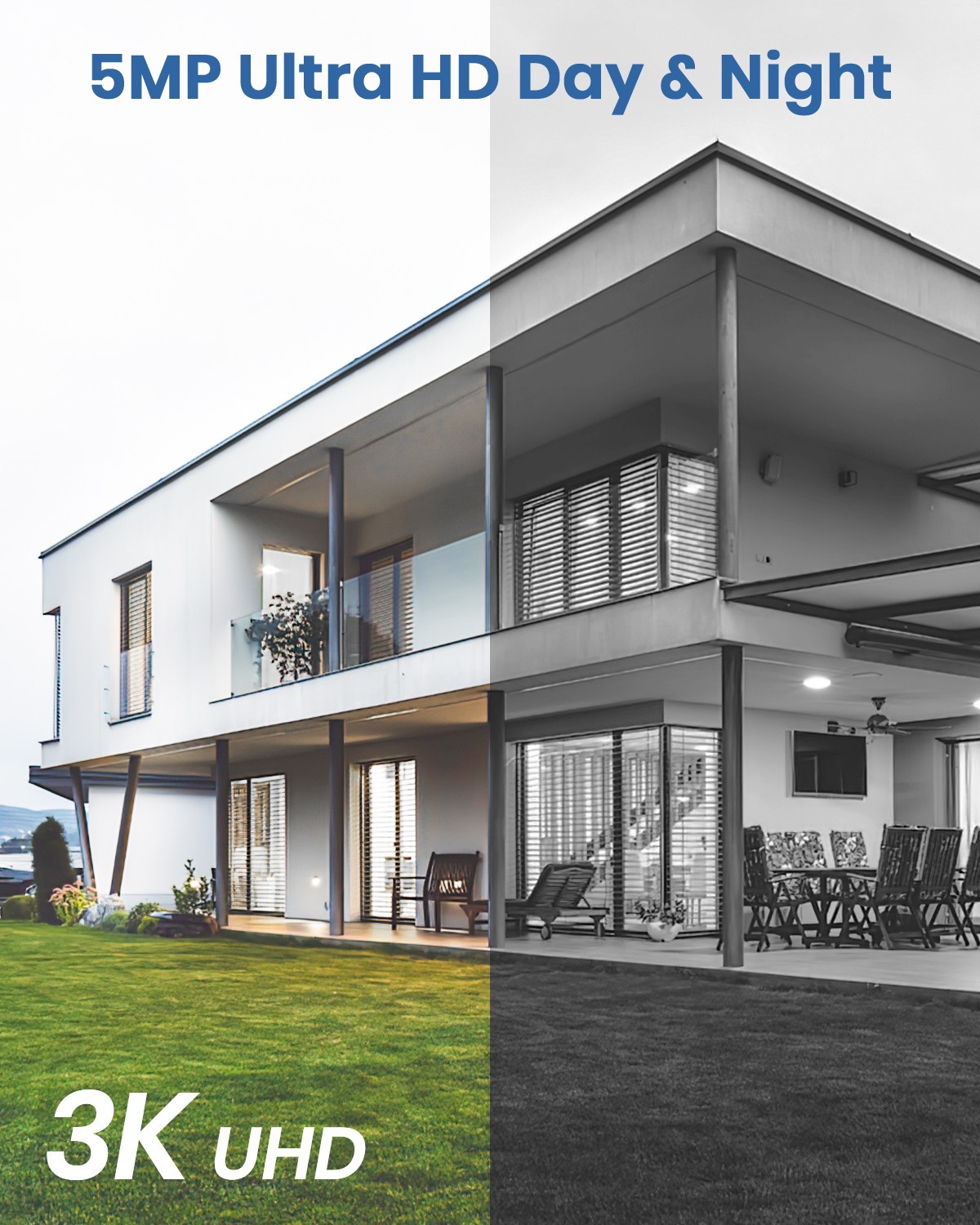 AOSU Solar Security Camera Wireless Outdoor 3KSurveillance work with Alexa,2pack