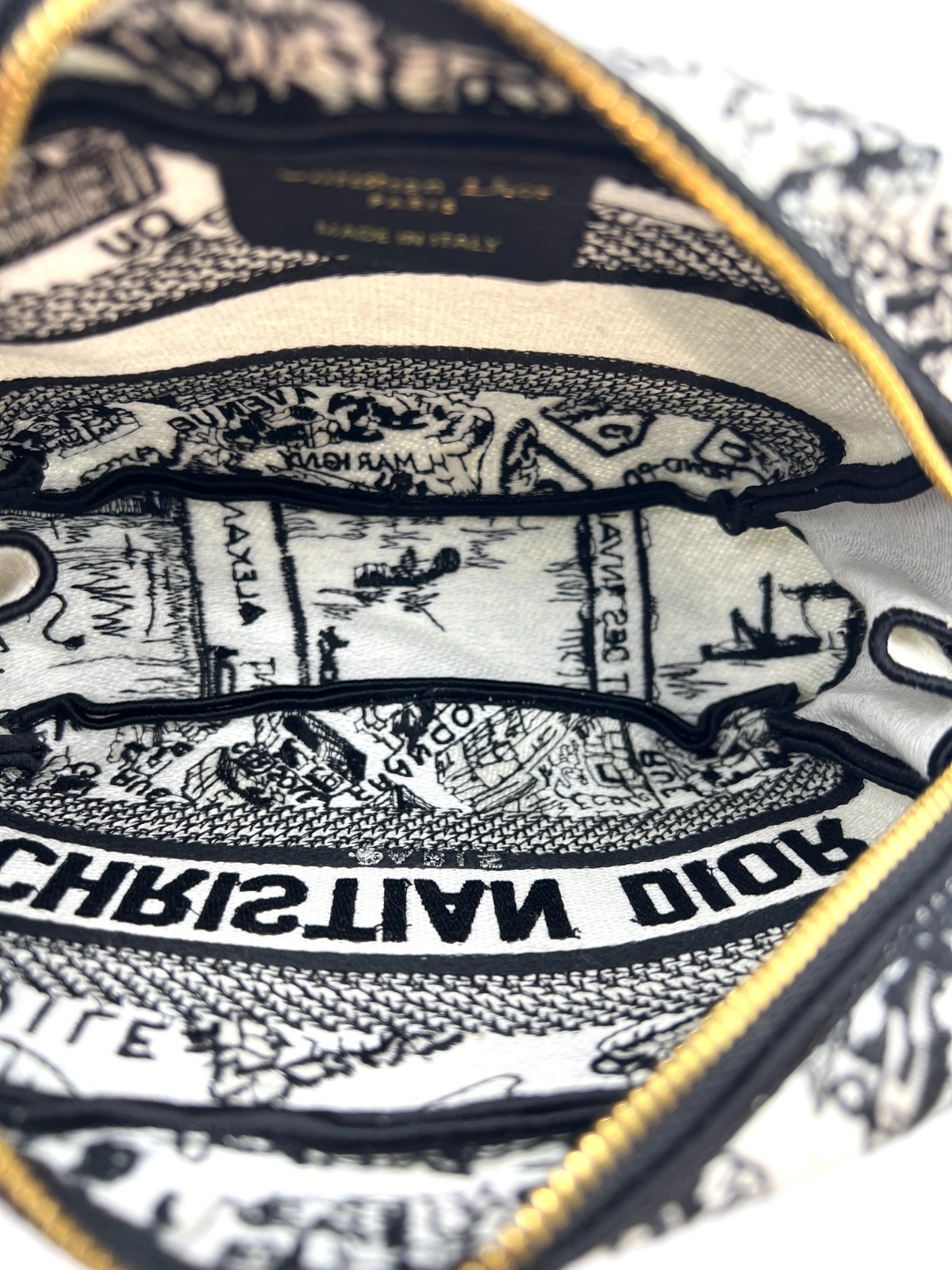 New! Christian Dior Plan De Paris Canvas Embroidered Cosmetic Bag