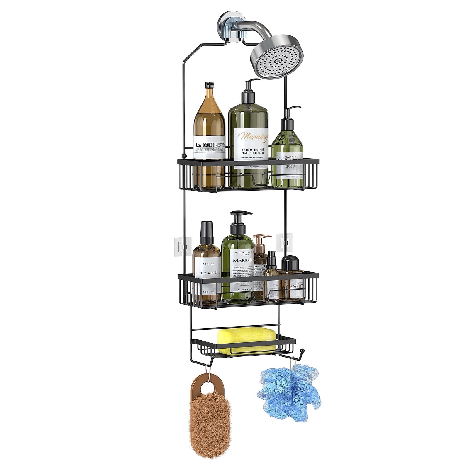 Hanging Over The Shower Head Caddy Black