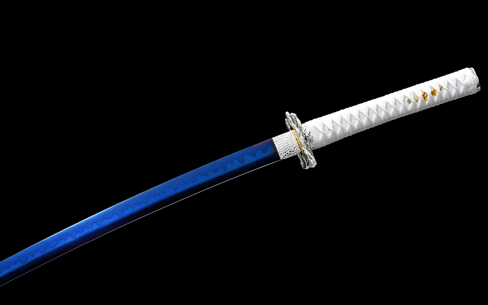 Blue White Full Tang Japanese Sword 1095Carbon Steel Battle Ready Samurai Katana