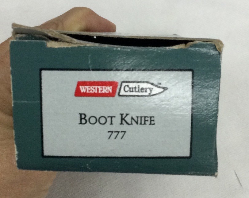 Western Cutlery 777 boot knife with sheath, double-edge, used