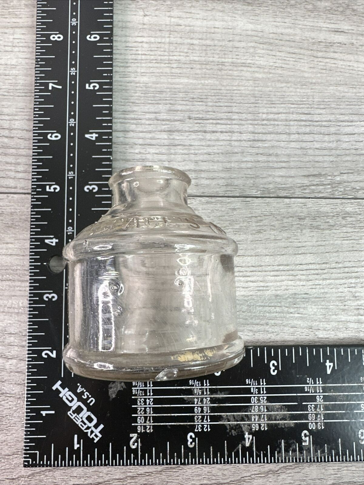 Le Pages Gold Medal Mucilage Shoulder 1890s Ink Shaped Glue Bottle Light Pink