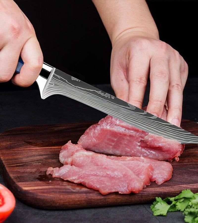 2PC Japanese Damascus Pattern Chef Knives Cleaver Kitchen Knife Set With Sheath