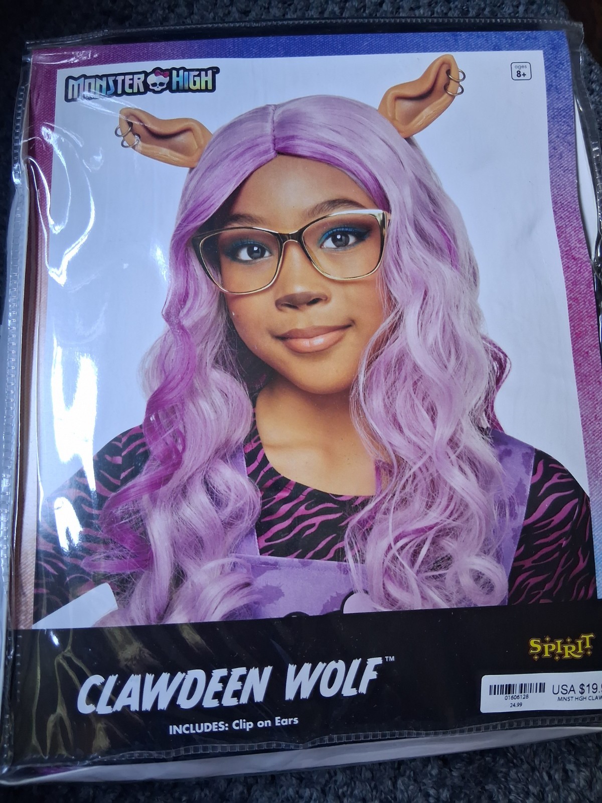 Spirit Halloween Monster High Clawdeen Wolf Wig Costume Cosplay Kids Ages 8+ New