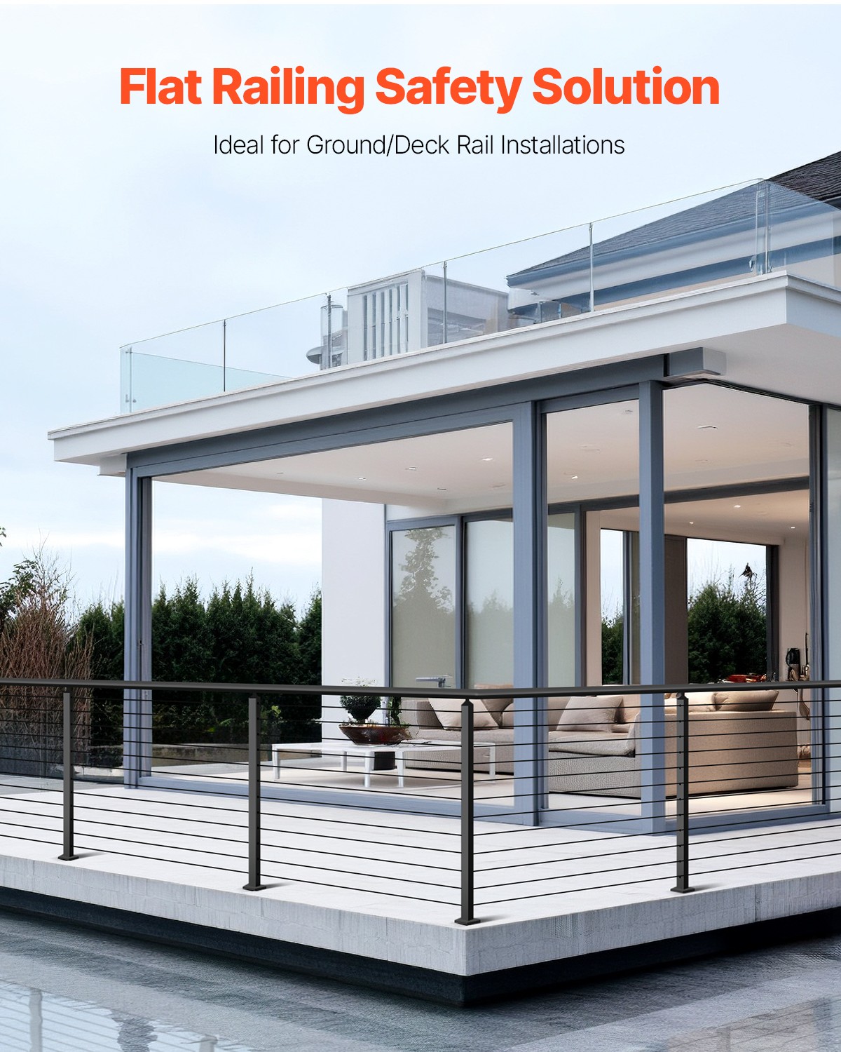 Cable Railing Post 42x2x2 In Horizontal-Hole Railing Post 4JZLGZXHS106URZU0001V0