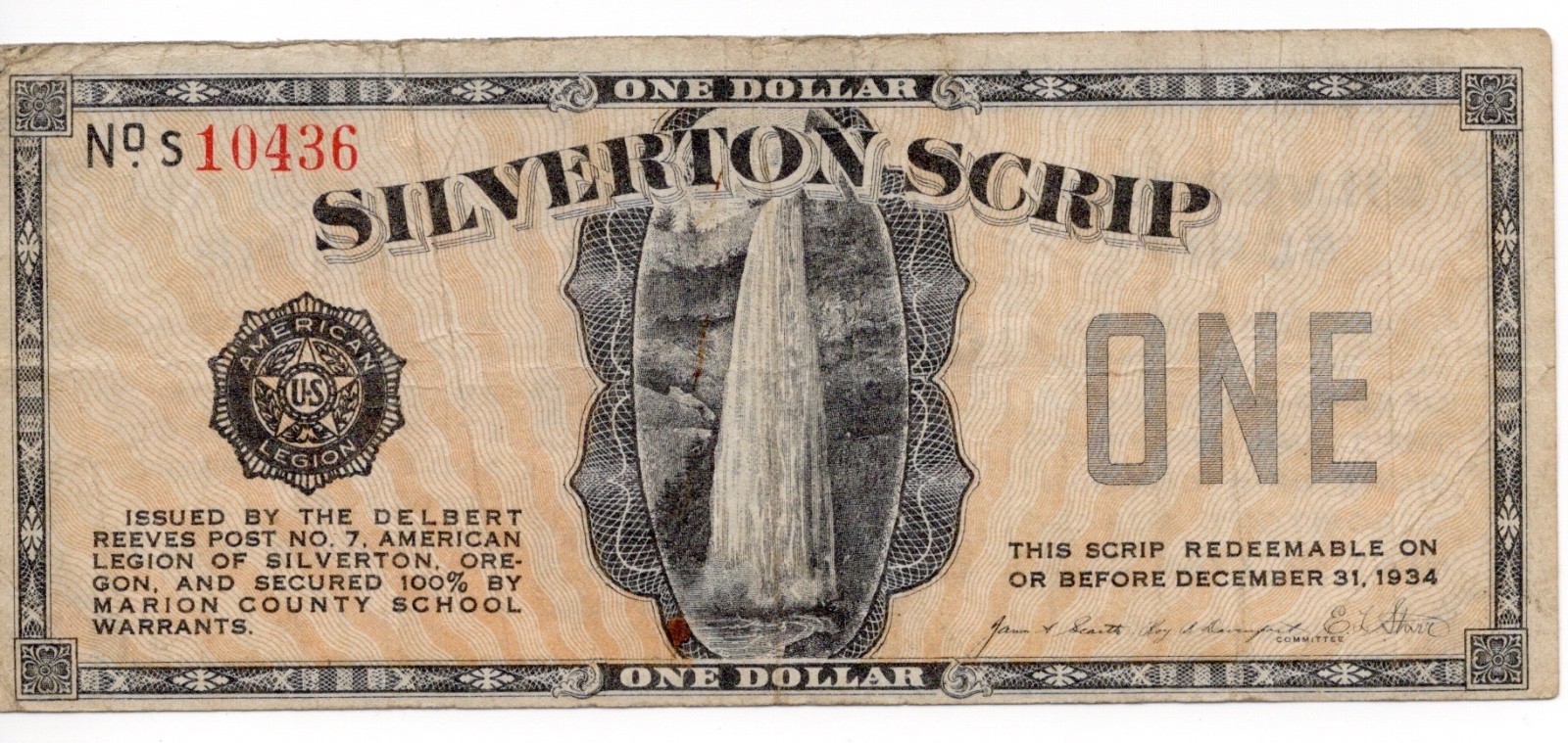 Silverton, Oregon - full set of 1933 Depression scrip