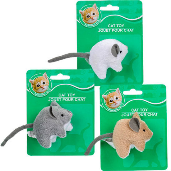 Greenbrier Kennel Club Plush Cat Mouse Toy w/ Rattle/Bell Grey Tan White~ Choice