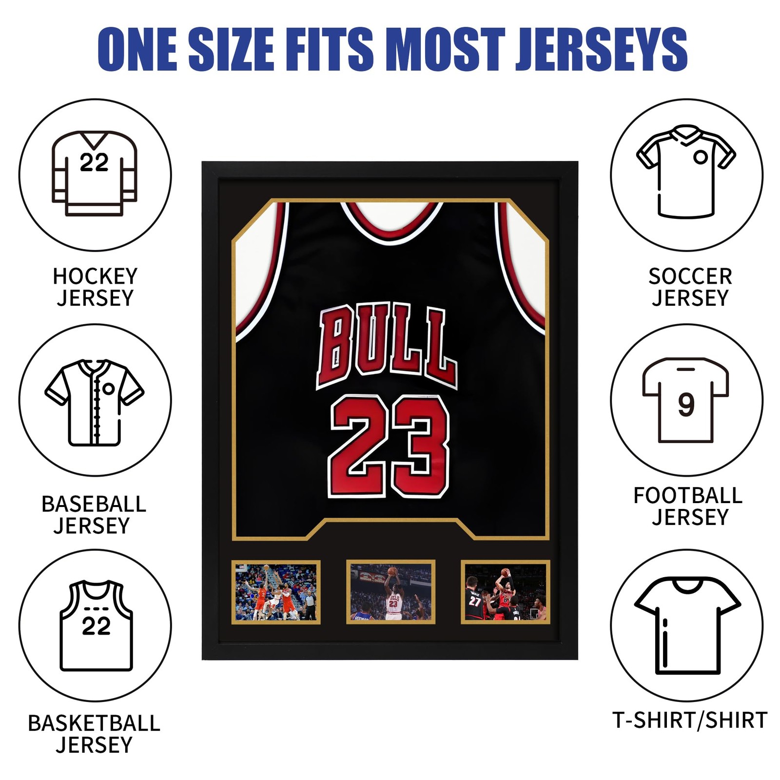 2-Pack Large Wooden Sports Jersey Display Frame Case Shadow Box w/ Mats