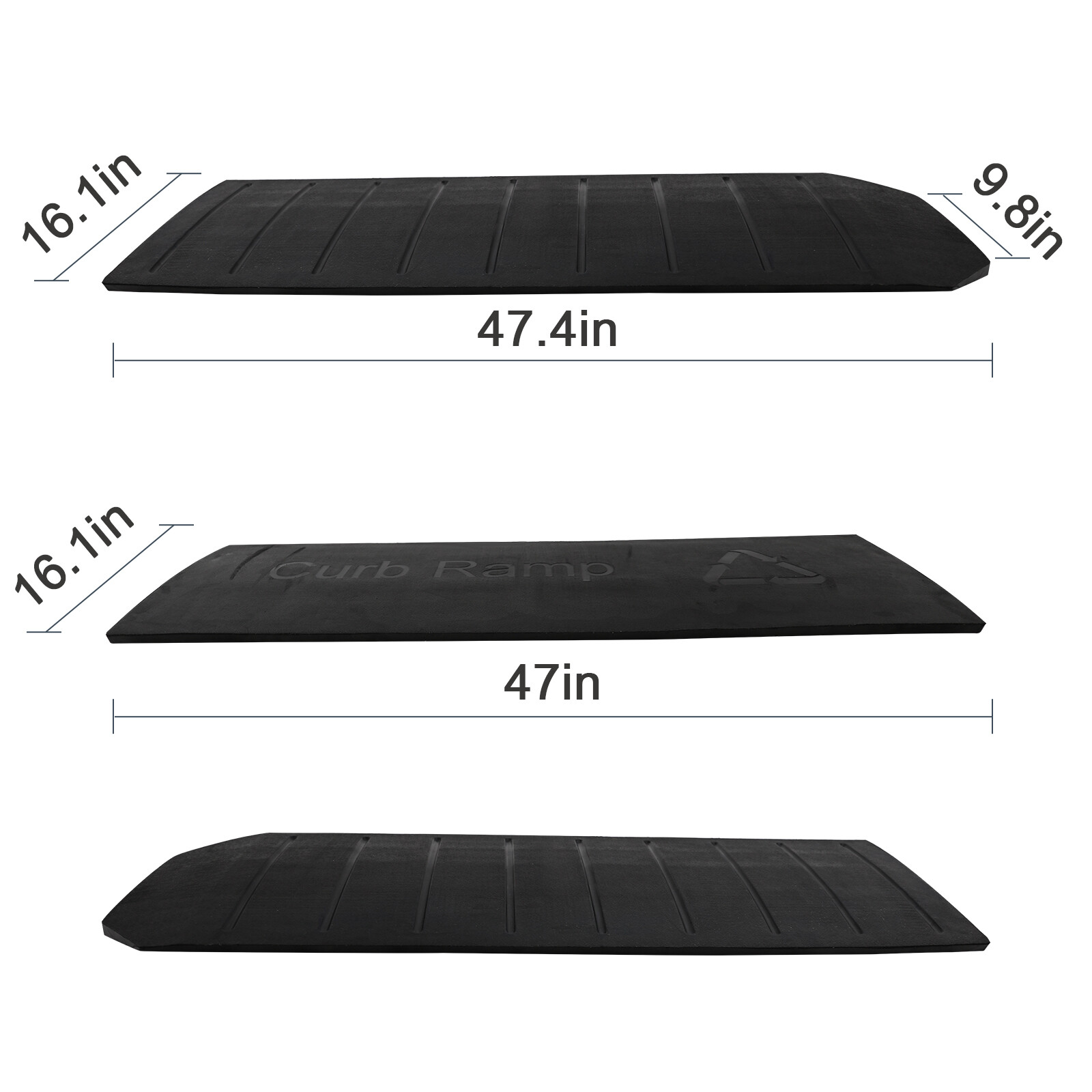 Expandable Rubber Curb Ramp 3PCS Threshold Driveway Ramps for SUV Truck