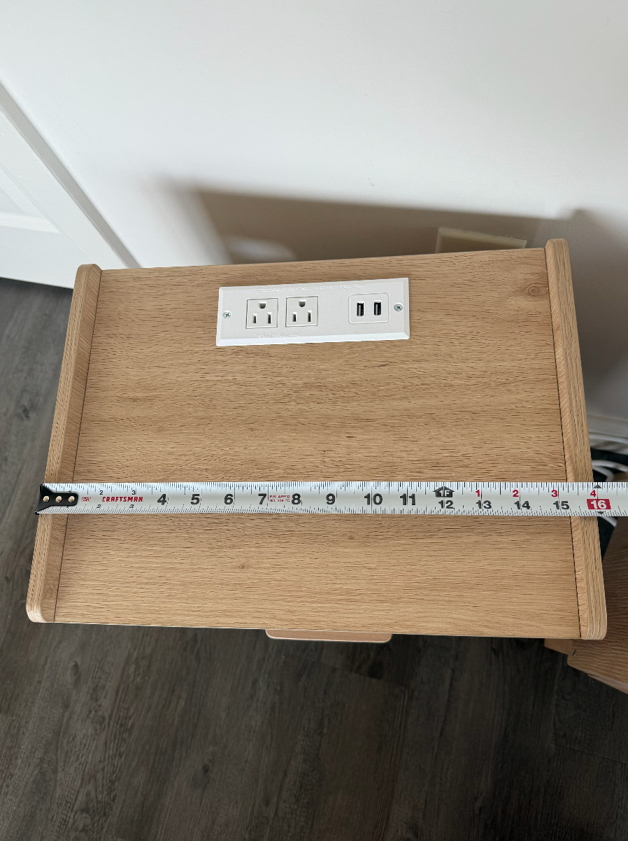 Set of 2 Brand New Night Stands Beige Wood Color Drawer Storage Powered Outlets!