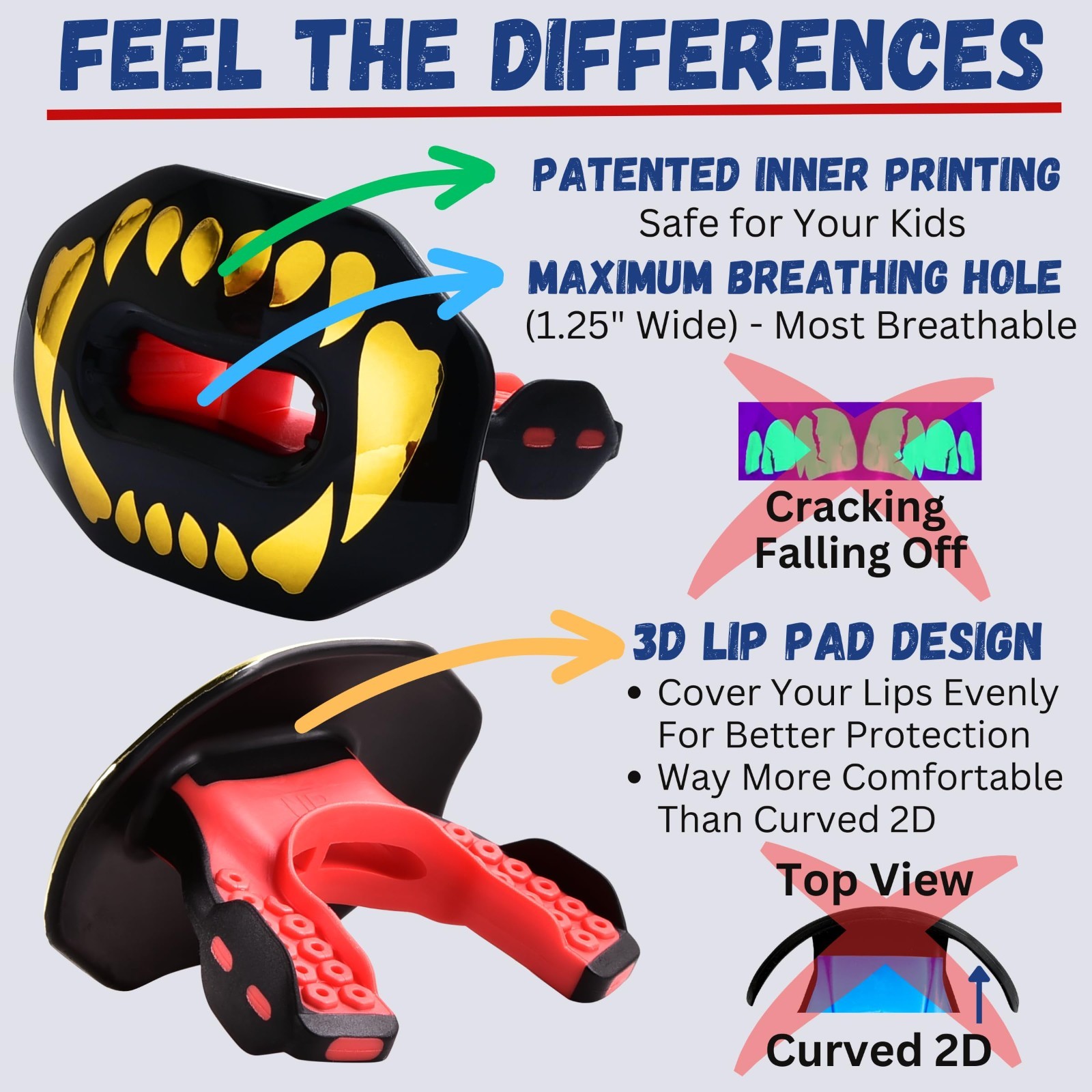 Oral Mart Flag Football Mouth Guard (2025 Golden Fangs) - No Boil