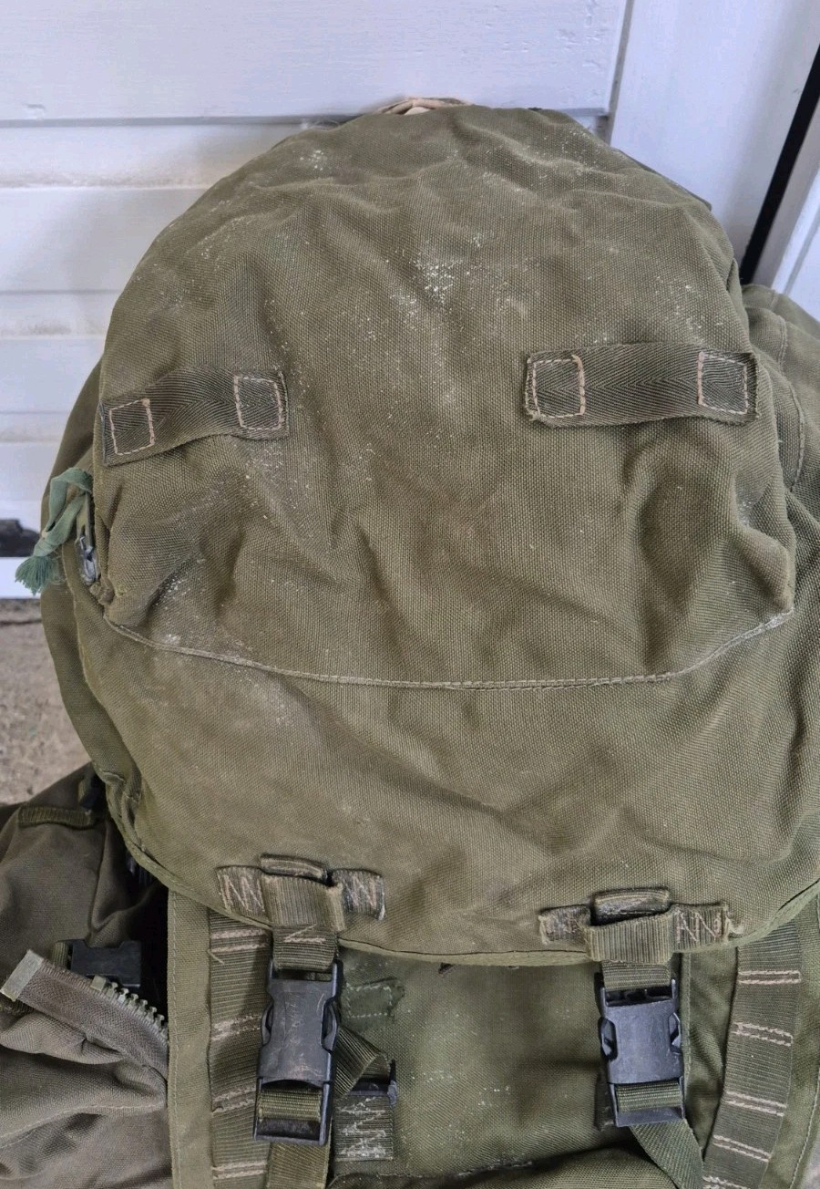 Genuine British Army 120L Bergen Olive Long Back + Side pouches 1990