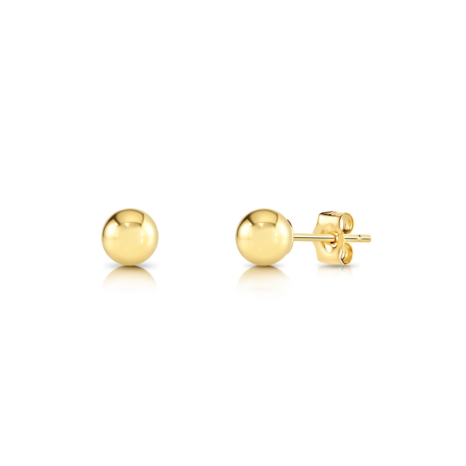 14K Yellow Gold Round Ball Bead Sleeper Studs Earrings Push-back 3mm-8mm