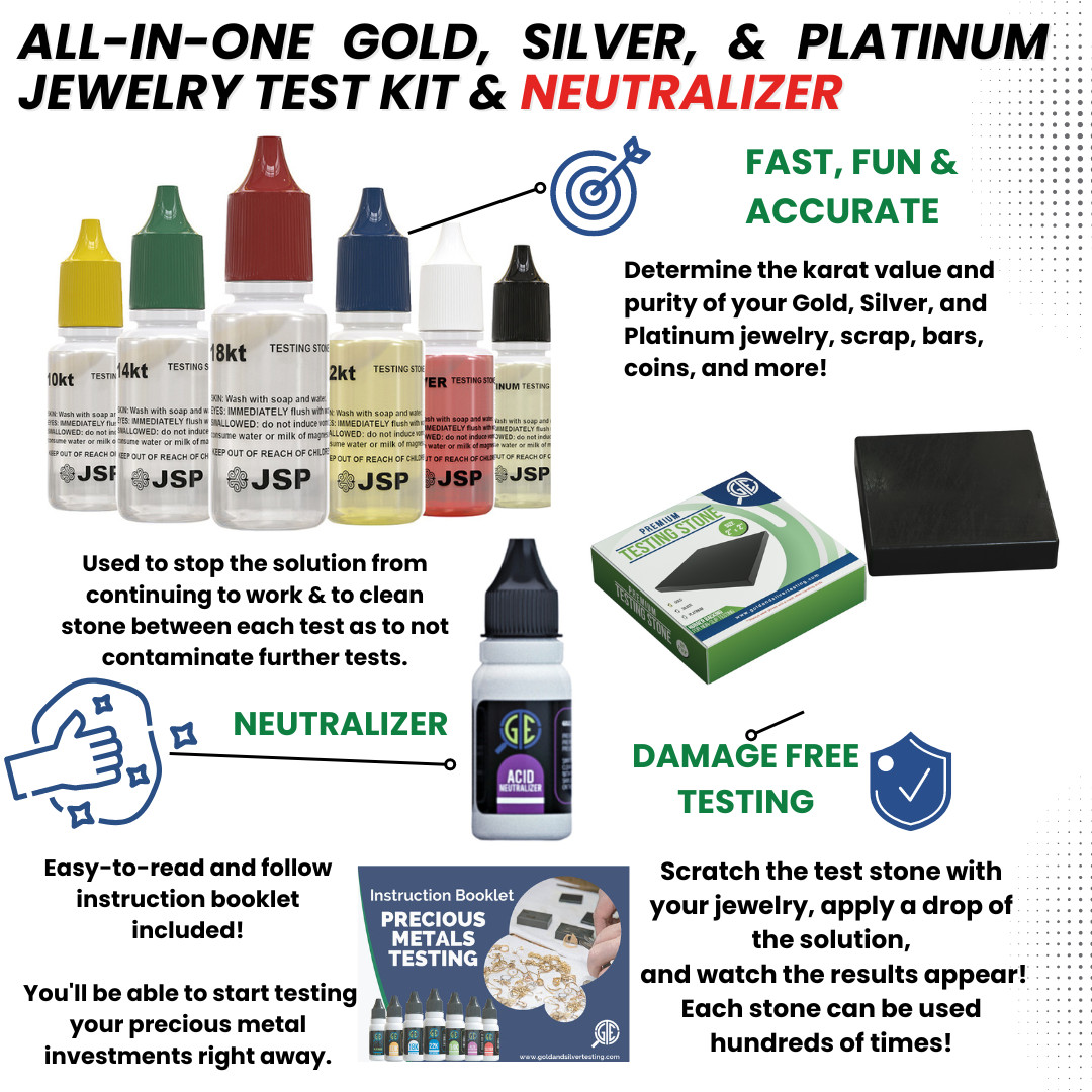 Gold Silver Jewelry Acid Testing Kit Tester Test Neutralizer JSP Stone PuriTEST