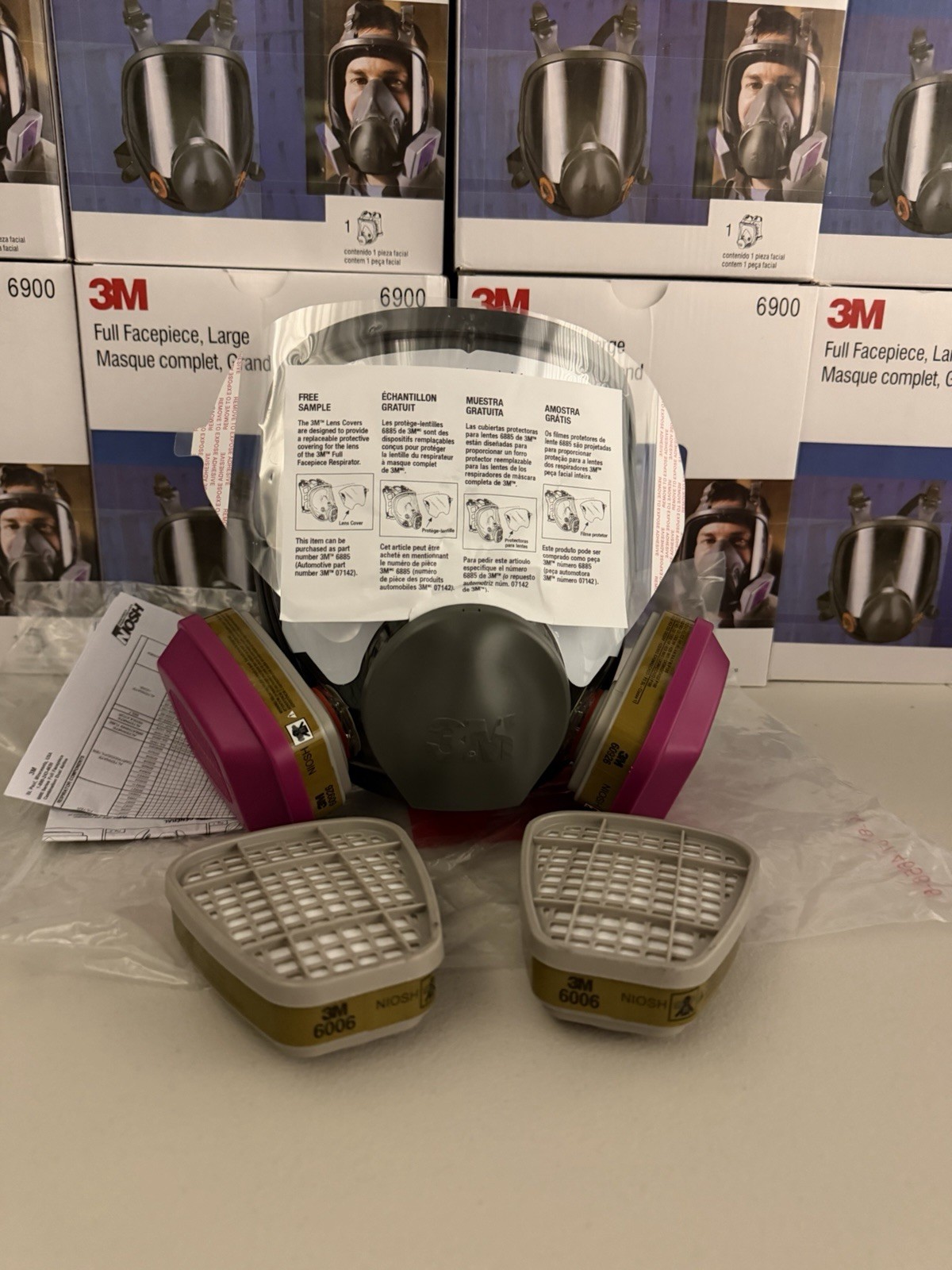 Bundle 3M 6900 LARGE FULL FACE RESPIRATOR MASK & 2 60926 GAS VAPOR+2 6006 Filter
