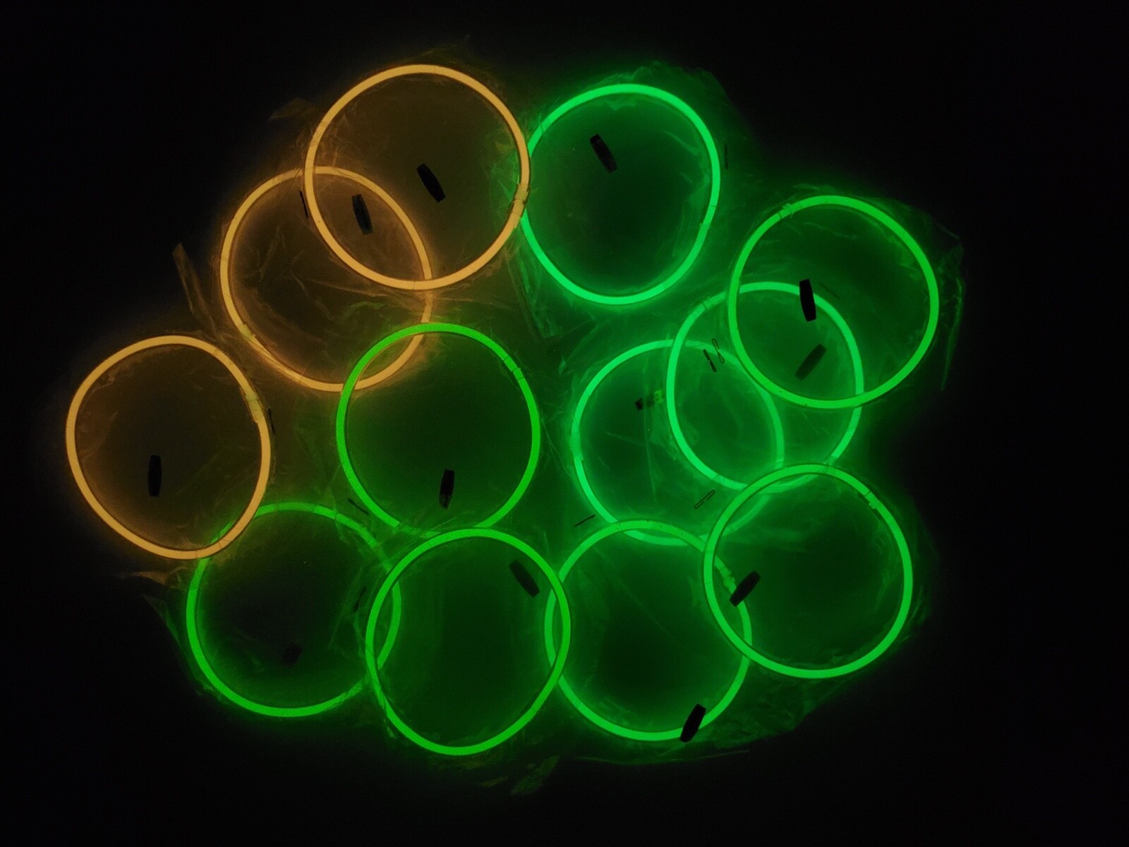 Set 12 vintage glow in the dark rubber bracelets individually packaged Rave