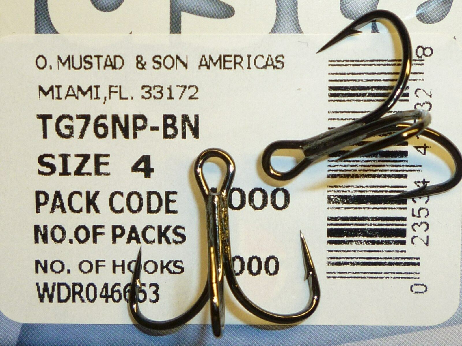 (100) Mustad KVD-Elite TG76NP-BN Short-Shank 1X Triple-Grip (Size 4) UltraPoint