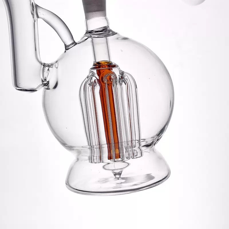 RORA Glass Bong Smoking Hookah Percolator Water Pipe Recycler With 14mm Bowl