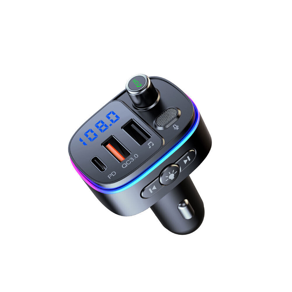 Car Wireless Bluetooth5.0 FM Transmitter MP3 Player QC3.0 USB Car Charger Adapte