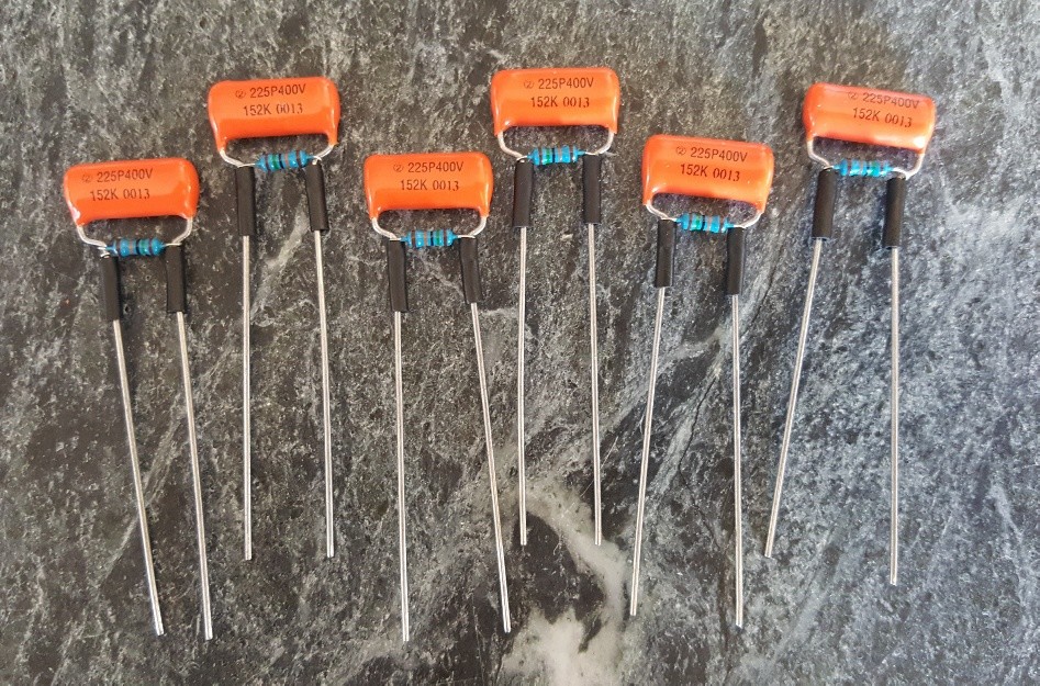 6x Sprague ORANGE DROP Treble Bleed Mods .0015uf  150k - Strat, Tele, Humbucker
