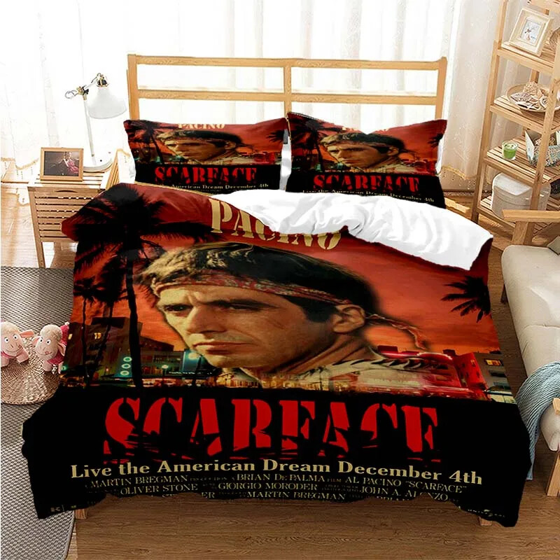 Tony Montana Scarfaces Bedding Set Duvet Cover Pillowcase Bed Kids Adult Home