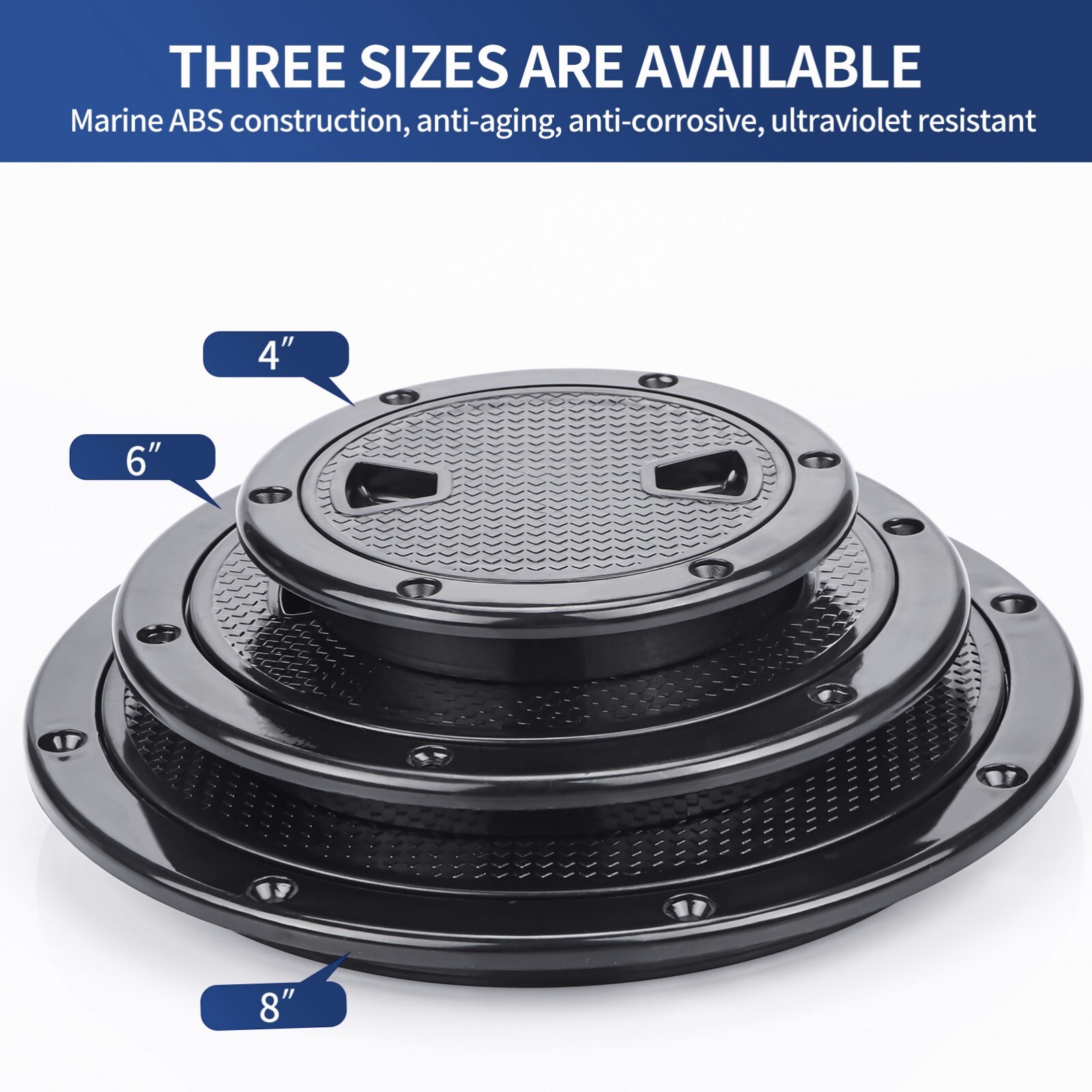 Boat Hatch White -Black 4" 6" 8" Round Inspection Hatch & Boat Hatch Cover Lids