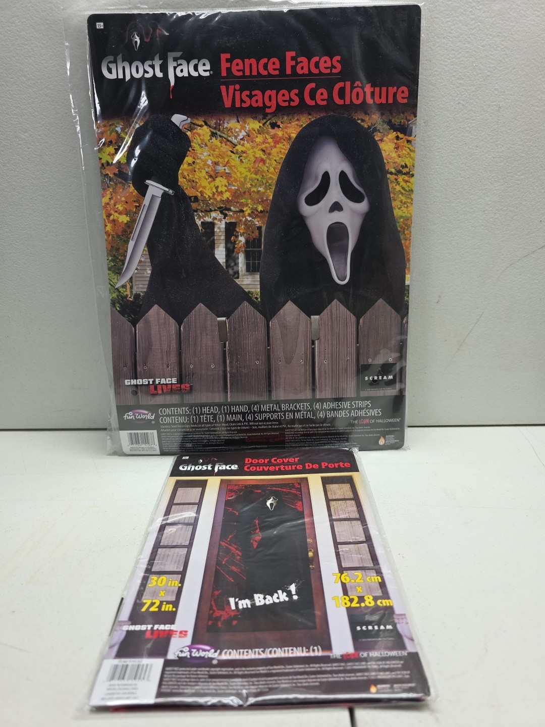 Fun World-Ghost Face Scream Fence Faces Prop! Factory Sealed W/Bonus Item New 5☆