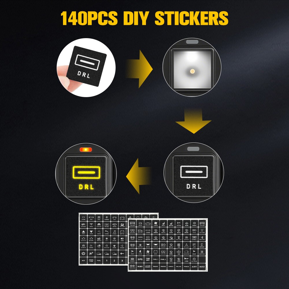 AUXBEAM 6 GANG SLIM LED SWITCH PANEL AUTO DIMMABLE OFF ROAD LIGHT RGB CONTROLLER