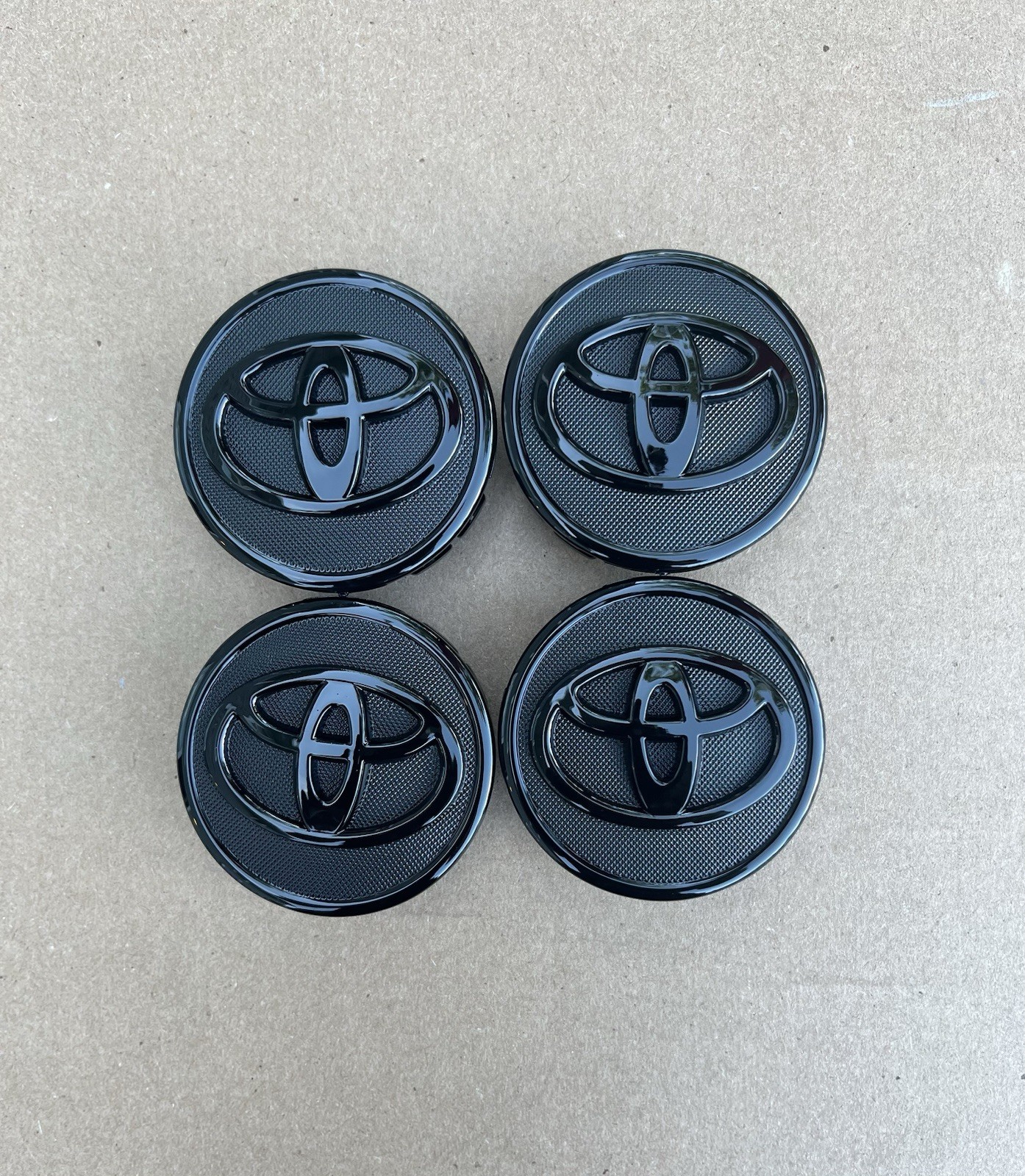 4x TOYOTA WHEEL RIM RIMS CENTER HUB CAP CAPS GLOSS BLACK LOGO 57MM PRIUS COROLLA