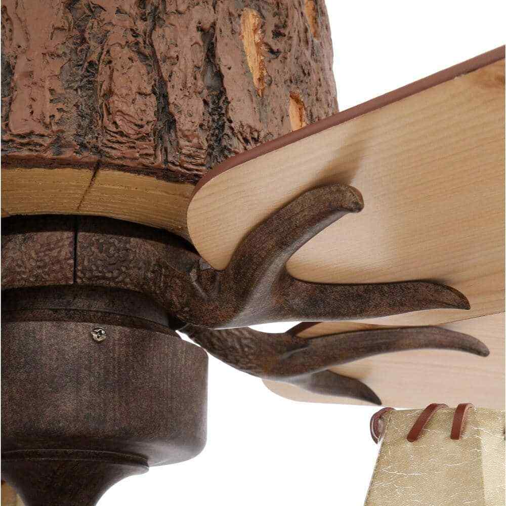 Lodge Ceiling Fan 52 in. Rustic Style Antler Kit LED Nutmeg Light Remote Control
