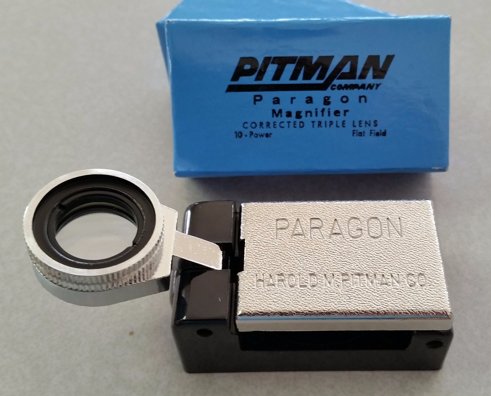 NEW!!  PITMAN PARAGON 10X / 10 POWER PRINTER'S FOLD-OUT MAGNIFIER / LOUPE / LOUP