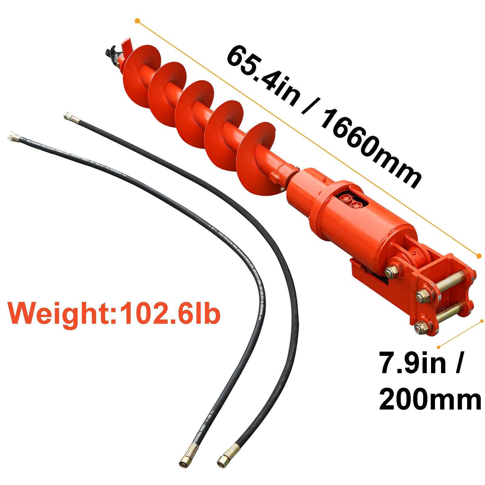 Hydraulic Auger Attachment for 1-2T Mini Excavator Digger Track Crawler 200mm