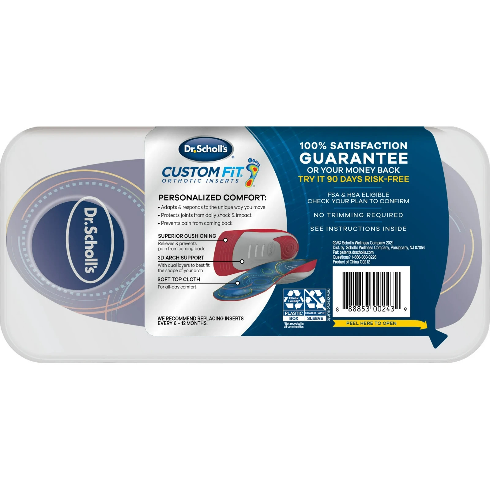 Dr. Scholl's CF440 Custom Fit Orthotic Inserts - Red, 1 Pair